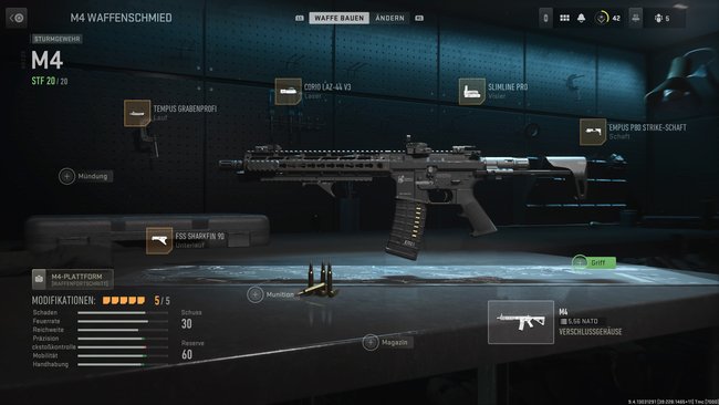 So sieht das Allrounder-Setup für das M4 aus. (Bildquelle: Screenshot spieletipps)