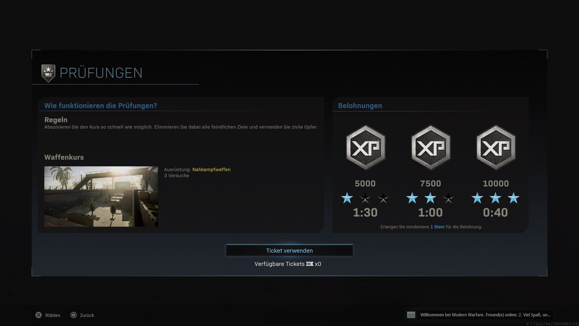 CoD Modern Warfare: Tickets für Prüfungen verdienen