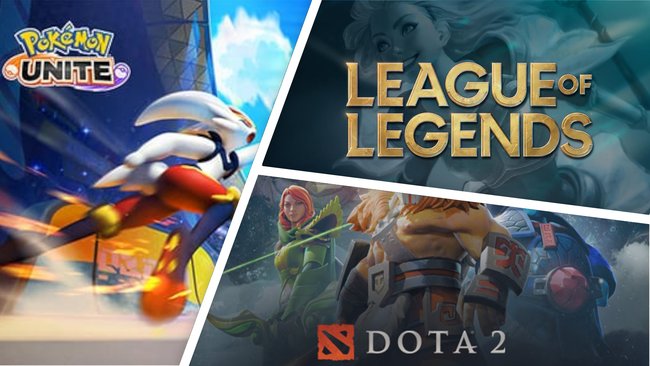 „Lasst uns kämpfen!“ - MOBAs gehören zu den beliebtesten Teamspielen im Gaming. (Bildquellen: leagueoflegends.com, dota2.com, unite.pokemon.com, Bearbeitung spieletipps)