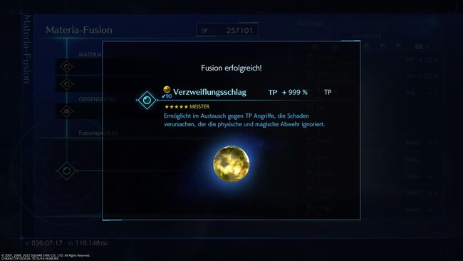 So sieht eine erfolgreiche Fusion aus: Der mächtigste Angriff im Spiel gemeinsam mit einer Aufwertung von TP+999%. (Quelle: Screenshot spieletipps.de)