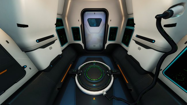 Wir können außerirdische Technologie nutzen, um uns direkt in unsere Seebahn zu teleportieren. (Bild: Subnautica: Below Zero | Unknown Worlds Entertainment)