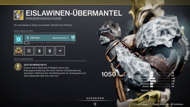 Exotische Panzerhandschuhe für Titanen: Eislawinen-Übermantel.