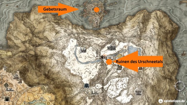 Die Map zeigt euch die Fundorte beider Schnellreisepunkte, an denen ihr Millicent treffen werdet. (Quelle: Screenshot spieletipps)