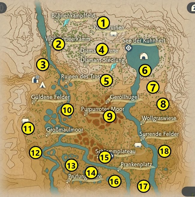 Die Karte zeigt euch die Fundorte der Elite-Pokémon im Roten Sumpfland.