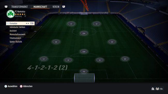 Formation 4 - 1 - 2 - 1 - 2 (2) in FIFA 23. (Bildquelle: Screenshot spieletipps)