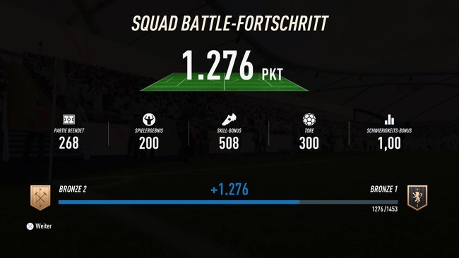 Am Ende einer Partie seht ihr euren Squad Battle-Fortschritt und wie viele Punkte ihr erspielt habt. (Bildquelle: Screenshot spieletipps)