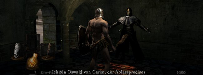 Wer verflucht wird oder aus Versehen einen NPC angreift, findet beim Bischof Oswald von Carim Beistand – aber dieser ist überaus teuer. Also besser aufpassen, was man tut.