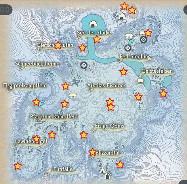 Die Karte zeigt euch die Fundorte aller Geisterlichter im Weißen Frostland.
