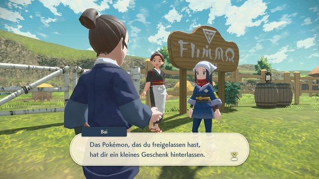 Bai erscheint und gibt euch ein Item, wenn die freigelassenen Pokémon etwas hinterlassen haben.