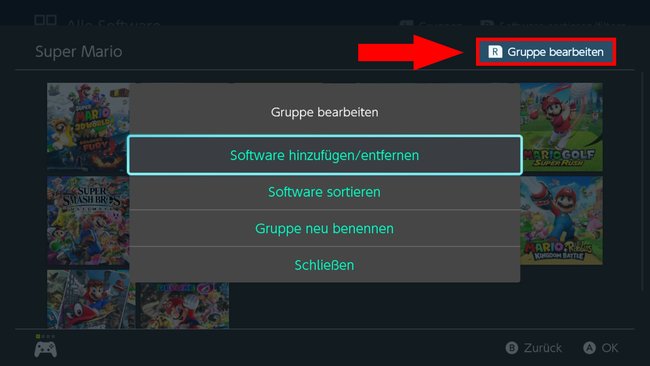 Über den markierten Punkt öffnet ihr die Optionen zum Bearbeiten von Gruppen. (Quelle: Screenshot spieletipps)