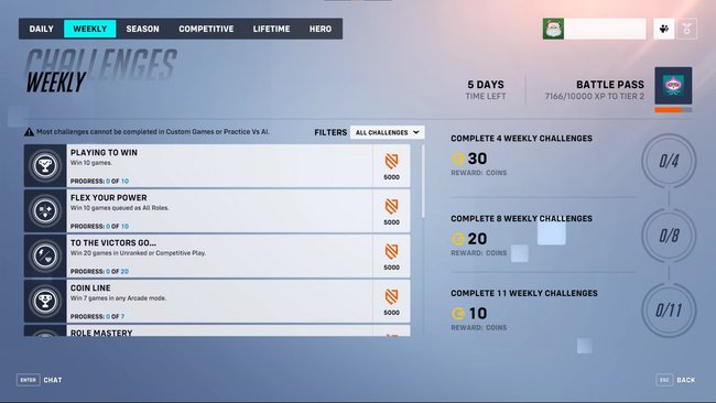 Mithilfe von Herausforderungen könnt ihr die Währungen in Overwatch 2 verdienen. (Bildquelle: Screenshot spieletipps)