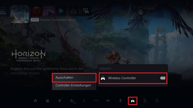 Im PS5-Menü könnt ihr wahlweise den Controller auch nur ausschalten. (Bildquelle: Screenshot spieletipps)