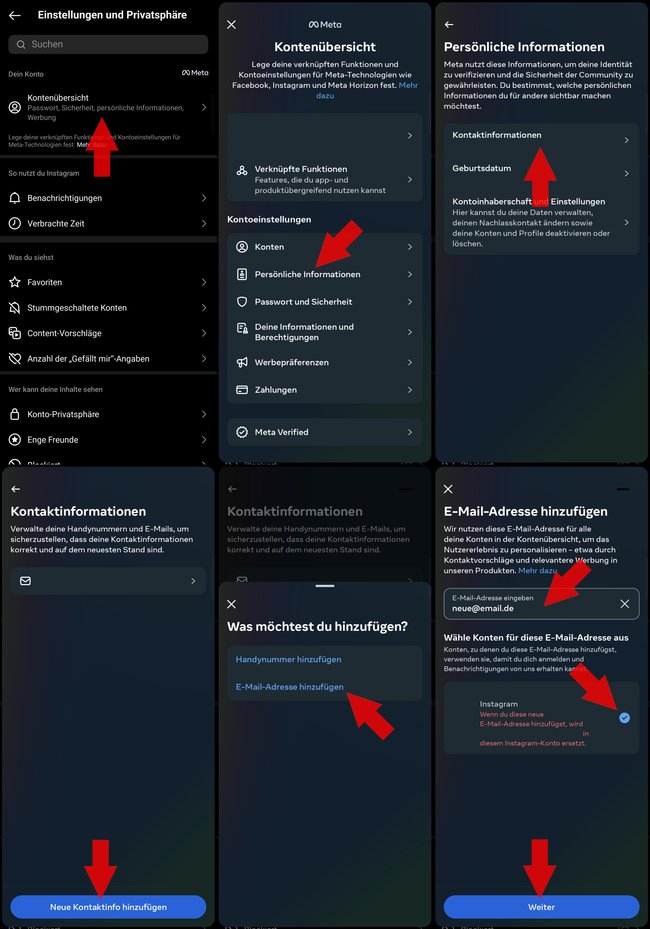 Instagram E-Mail-Adresse ändern