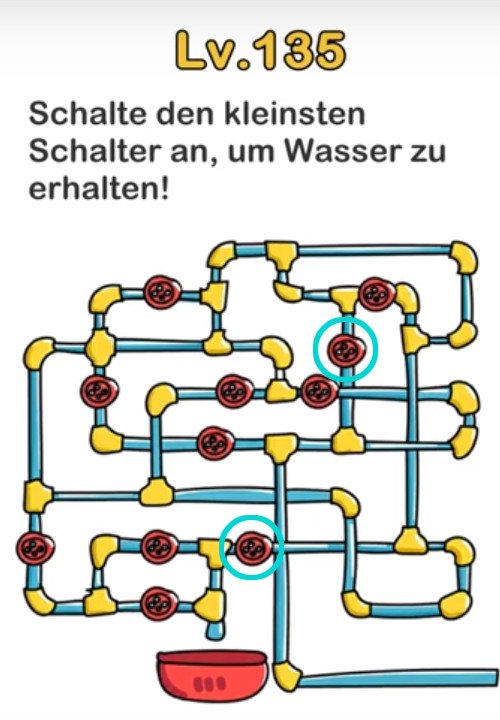 Tippt die beiden markierten Schalter an, um das Level zu lösen.