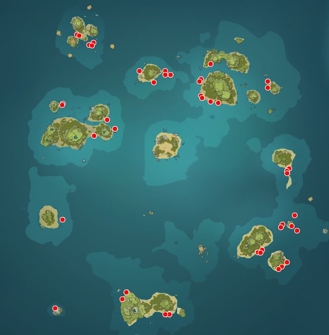 Alle Meereslackporling-Fundorte auf der Goldapfelarchipel-Karte.