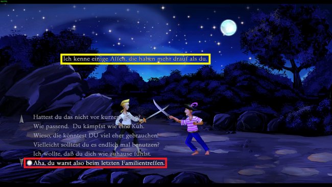 Wir zeigen euch hier alle Beleidigungen und alle passenden Antworten zu Monkey Island 1. Quelle: Screenshot spieletipps.de