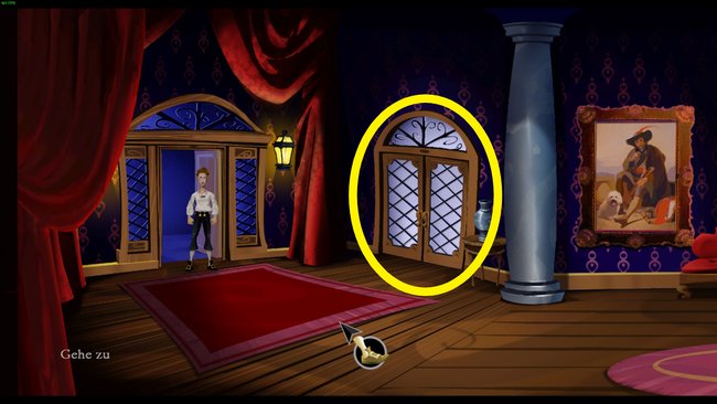 Geht in der Villa der Gouverneurin gleich rechts durch die erste Tür. Quelle: Screenshot spieletipps.de