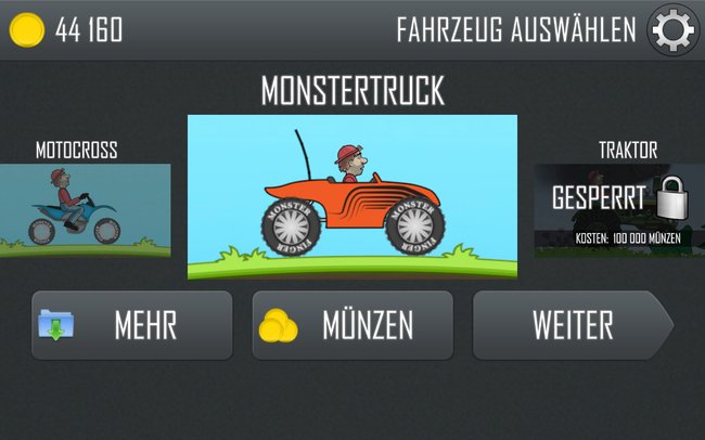 Der Monstertruck schafft auch das schwerste Gelände. (Bildquelle: Screenshot spieletipps)