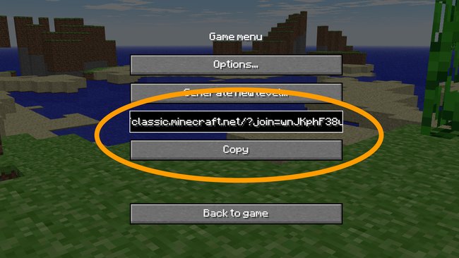 Mit diesem Link können andere Menschen eurer Welt in Minecraft Classic beitreten. (Quelle: Screenshot spieletipps)
