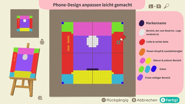 Neben dem Gesicht und der Kleidung könnt ihr auch euer NookPhone gestalten. Dieses Template kann euch dabei helfen (Quelle: Screenshot spieletipps).