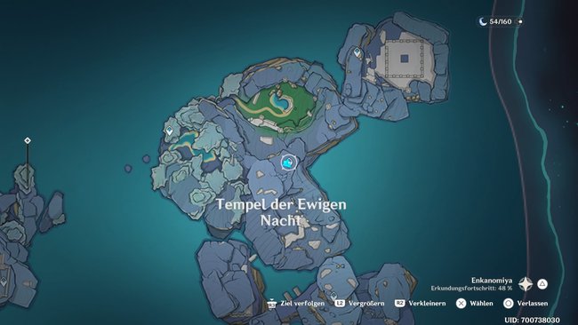 Die Karte zeigt euch den Fundort der Opfergabe vor dem Tempel.