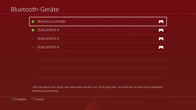 In der Geräte-Übersicht wird der PS5-Controller angezeigt, aber ihr könnt ihn leider nicht auf PS4 verwenden.