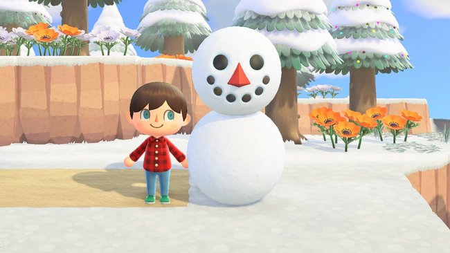 So sieht ein perfekter Schneemann in Animal Crossing: New Horizons aus.