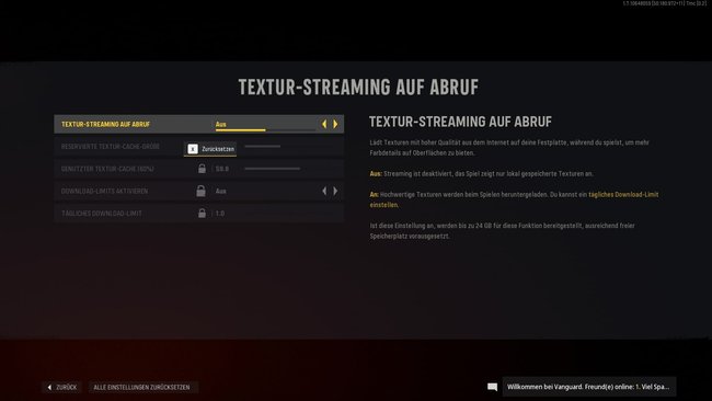 Stellt das Textur-Streaming auf Abruf lieber aus, um die Performance zu verbessern.