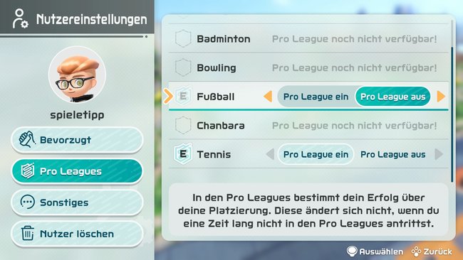 In den Nutzereinstellungen könnt ihr alle Pro League deaktivieren. (Quelle: Screenshot spieletipps)