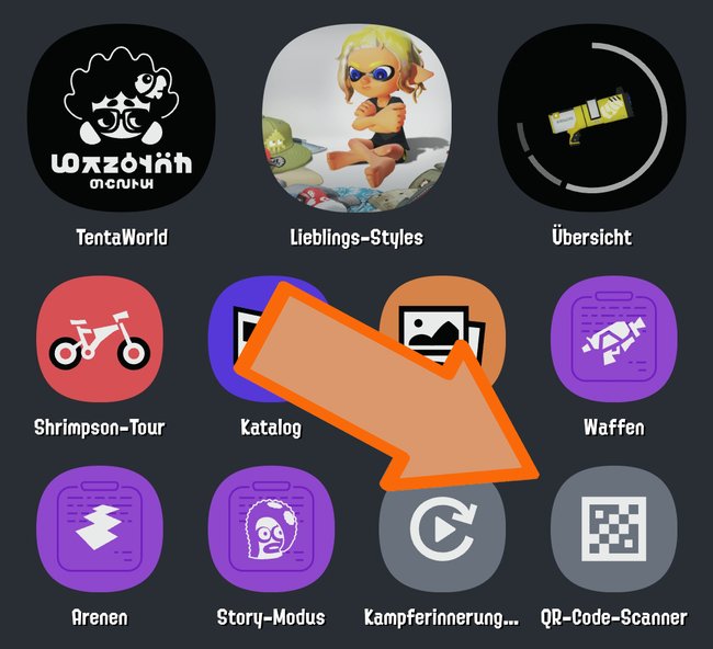 Hier findet ihr den QR-Code-Scanner in SplatNet 3. (Quelle: Screenshot spieletipps)