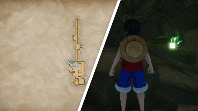 Ruffy wird zwischen den Trümmern auf dem großen Platz um ein Fragment reicher. (Bildquelle: Screenshot spieletipps)