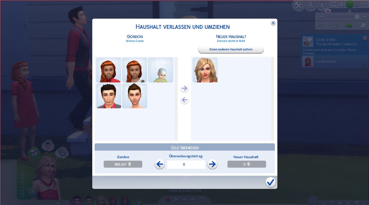 Sims 4: Haushalt oder einzelne Sims umziehen lassen