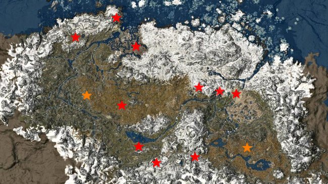 An diesen Orten werdet ihr genügend Vampire finden, um euch mit Vampirismus anzustecken. (Quelle: Screenshot spieletipps über Skyrim Interactive Map und The Unofficial Elder Scrolls Pages)