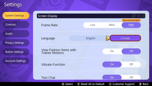 In diesem Menü könnt ihr die Sprache in Pokémon Unite ändern.
