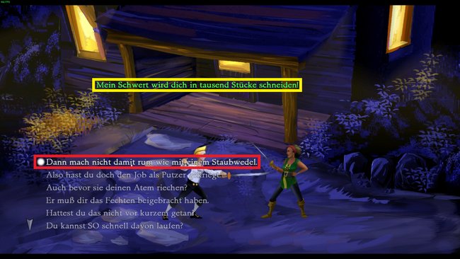 Wir verraten euch alle Beleidigungen der Schwertmeisterin von Monkey Island 1 sowie die passenden Antworten. Quelle: Screenshot spieletipps.de