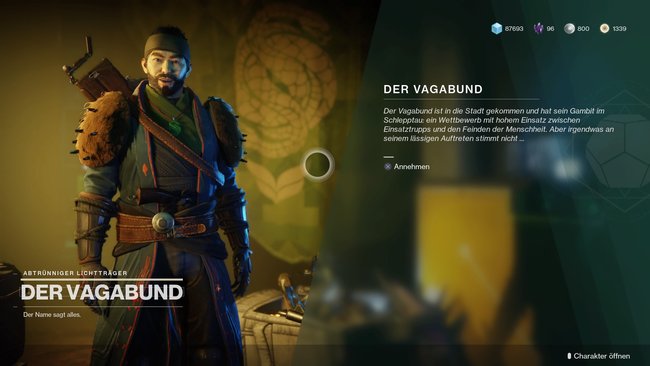 Vor Gambit-Matches solltet ihr immer ein paar Beutezüge vom Vagabunden annehmen.