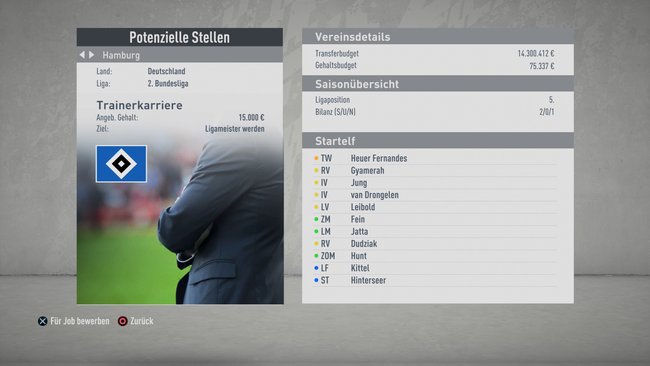 Ihr wollt den Verein wechseln? Der HSV steht nur auf Platz 5 und sucht einen neuen Trainer.