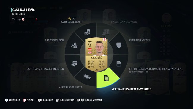 Vertrag verlängern in FUT: Im Menürad müsst ihr diese Option auswählen und bestätigen.