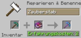 Mit einem Zauberbuch verzaubert ihr eure Werkzeuge. Ihr könnt sie auch umbenennen. (Quelle: Screenshot spieletipps)