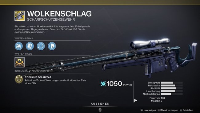 Ihr mögt das Exo-LMG Donnerlord? Dann könnte euch auch Wolkenschlag gefallen.