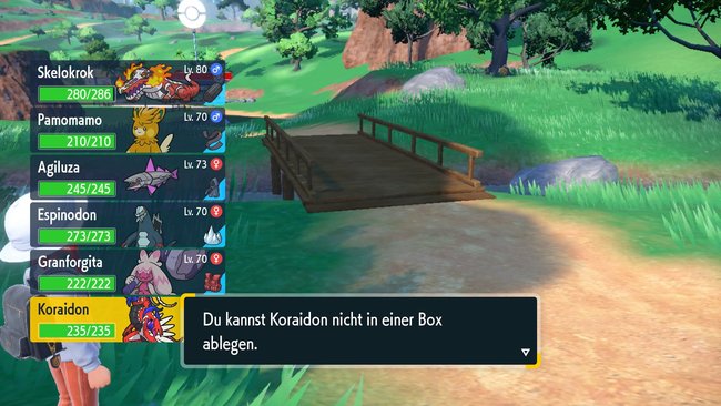 Normalerweise erscheint diese Textbox, wenn ihr das Reit-Pokémon in eine Box ablegen wollt. Dank des Glitches funktioniert es aber. (Quelle: Screenshot spieletipps)