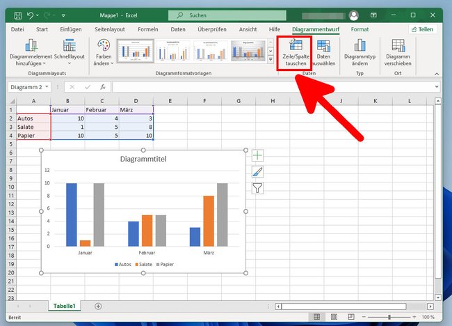 So tauscht ihr die X- und Y-Achse im Excel-Diagramm. (Bildquelle: GIGA)