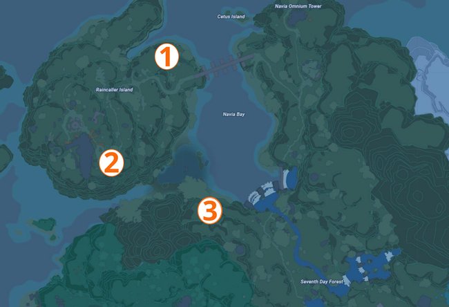 Fundorte aller elektronischen Schlösser und Dekonstruktionsgeräte in Navia. (Bildquelle: tof.gg/spieletipps)