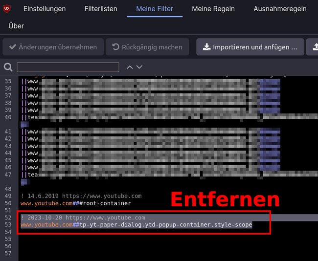 Entfernt diese Zeilen, falls YouTube-Webseiten bei euch nicht mehr scrollen. (Bildquelle: GIGA)