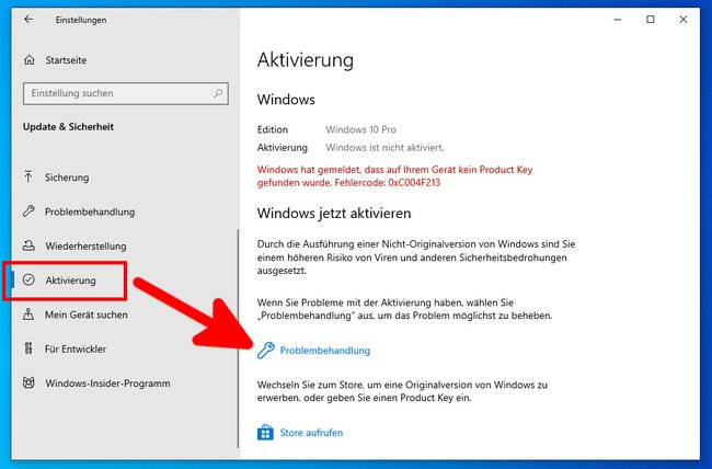 Klickt hier, um Aktivierungsprobleme zu beheben. (Bildquelle: GIGA)