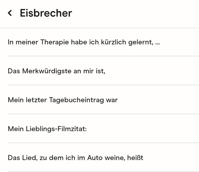 Screenshot der Dating-App Hinge.