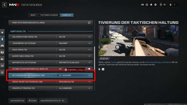 CoD MW3: Taktische Haltung aktivieren