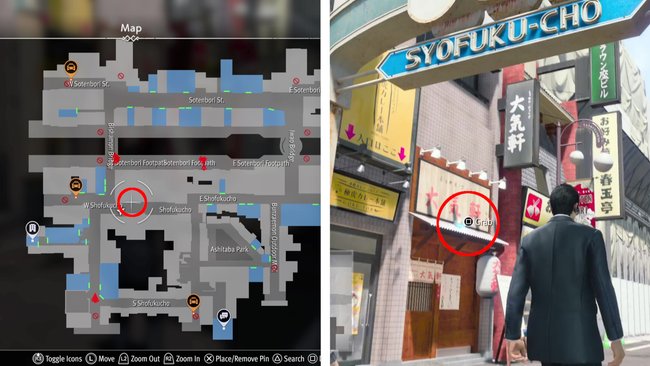 Die Kugel liegt auf einem Vordach in der Shofukucho Street (Quelle: Screenshot GIGA).