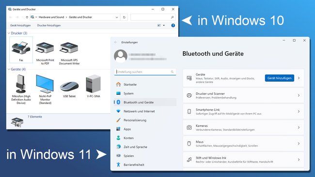 Das „Geräte und Drucker“-Fenster hat sich in Windows 11 geändert. (Bildquelle: GIGA)