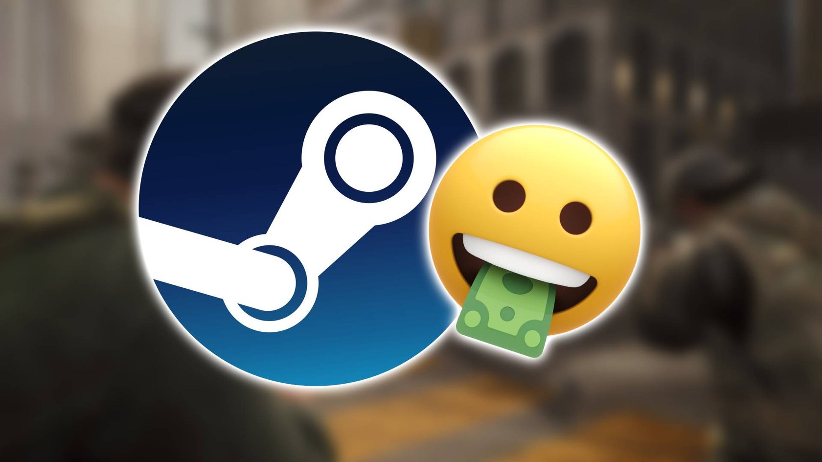 Steam-Logo und Geld-Emoji